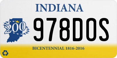 IN license plate 978DOS