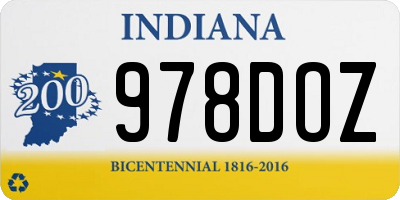 IN license plate 978DOZ