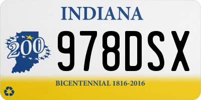 IN license plate 978DSX