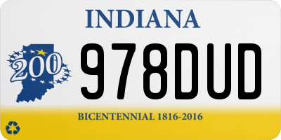 IN license plate 978DUD