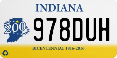 IN license plate 978DUH