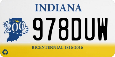 IN license plate 978DUW