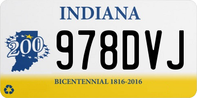 IN license plate 978DVJ