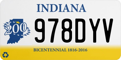 IN license plate 978DYV