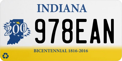 IN license plate 978EAN