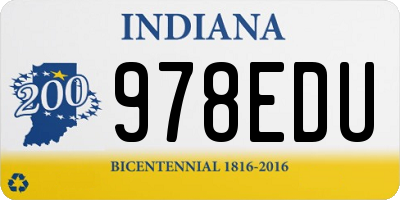 IN license plate 978EDU