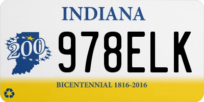IN license plate 978ELK
