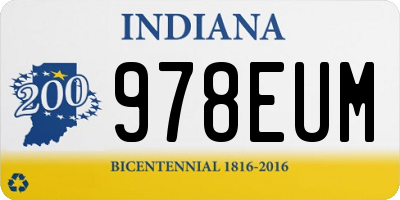 IN license plate 978EUM