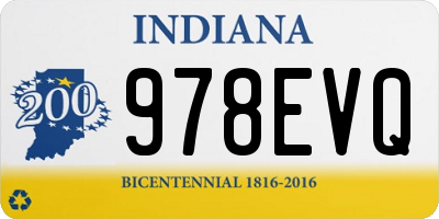 IN license plate 978EVQ