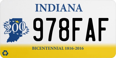 IN license plate 978FAF