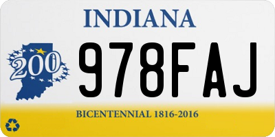 IN license plate 978FAJ