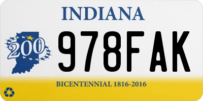 IN license plate 978FAK