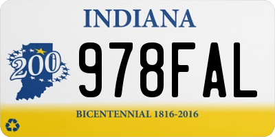 IN license plate 978FAL