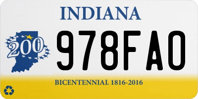 IN license plate 978FAO