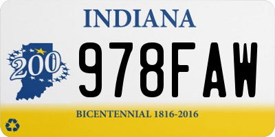 IN license plate 978FAW