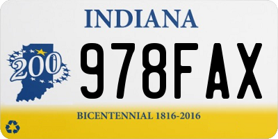 IN license plate 978FAX