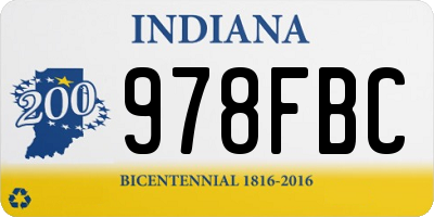 IN license plate 978FBC
