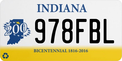 IN license plate 978FBL