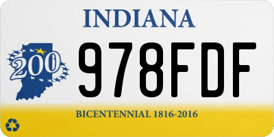 IN license plate 978FDF