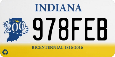 IN license plate 978FEB