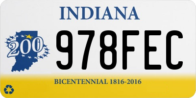 IN license plate 978FEC