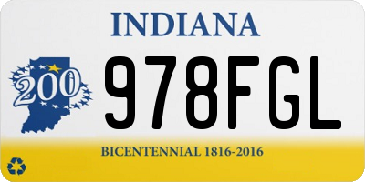 IN license plate 978FGL