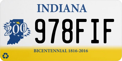 IN license plate 978FIF