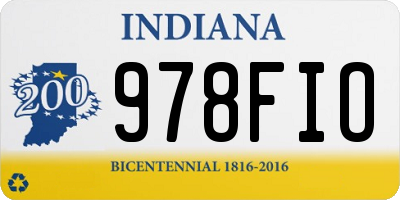 IN license plate 978FIO