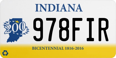 IN license plate 978FIR