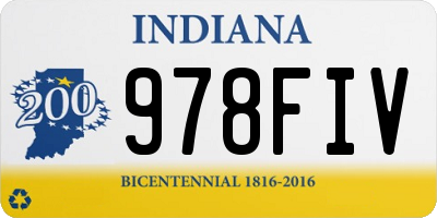 IN license plate 978FIV