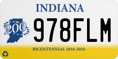 IN license plate 978FLM