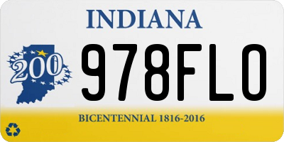 IN license plate 978FLO
