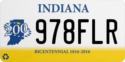 IN license plate 978FLR