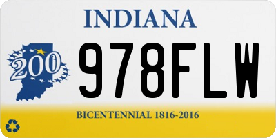 IN license plate 978FLW