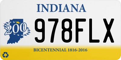 IN license plate 978FLX