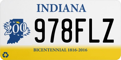 IN license plate 978FLZ
