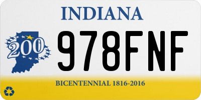 IN license plate 978FNF