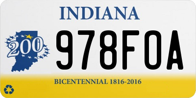 IN license plate 978FOA
