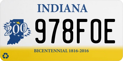 IN license plate 978FOE