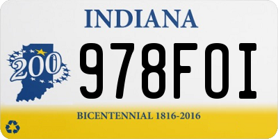IN license plate 978FOI