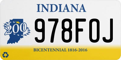 IN license plate 978FOJ