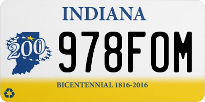 IN license plate 978FOM