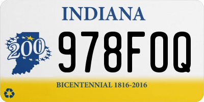 IN license plate 978FOQ