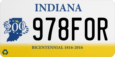 IN license plate 978FOR