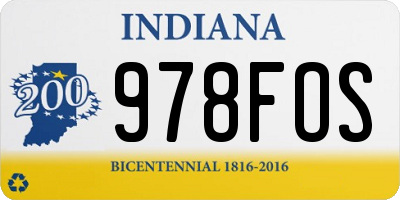 IN license plate 978FOS