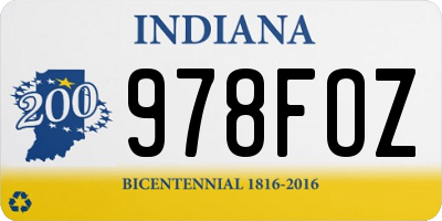 IN license plate 978FOZ