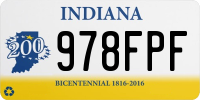 IN license plate 978FPF