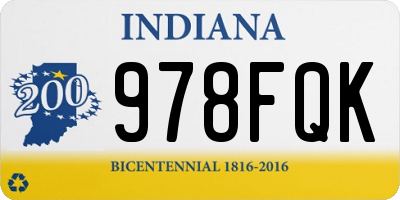 IN license plate 978FQK