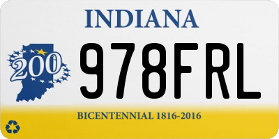 IN license plate 978FRL