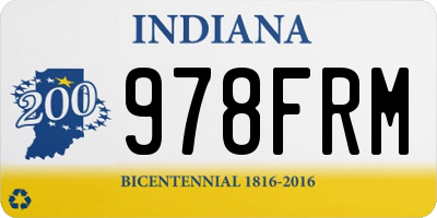 IN license plate 978FRM